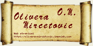 Olivera Mirčetović vizit kartica